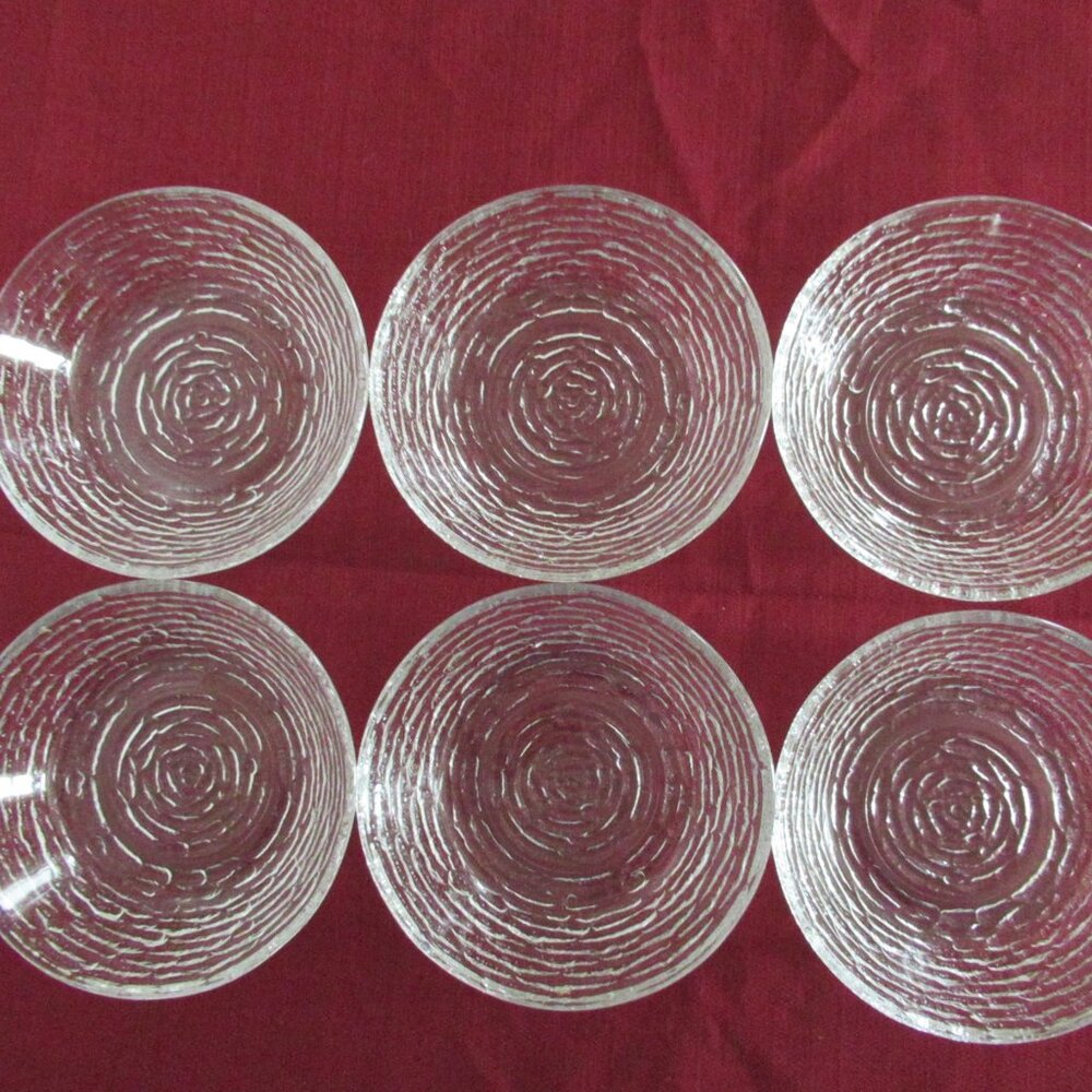 Anchor Hocking Soreno dessert bowls clear set of 6 textured pressed bark 5-1/4"